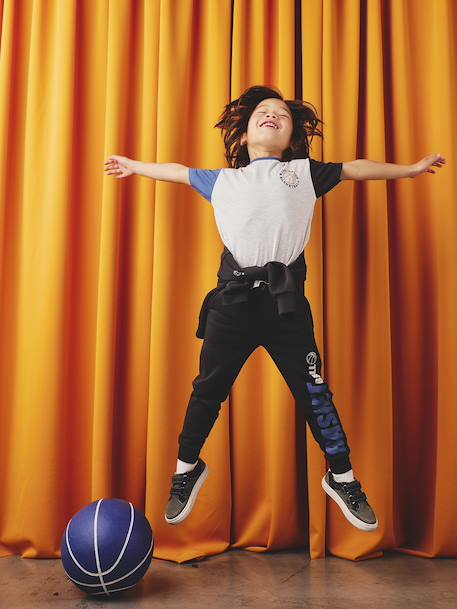 Joggingbroek voor jongens maxi typo antraciet+hazelnoot - vertbaudet enfant 