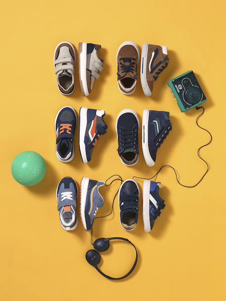 Baskets enfant garçon cuir à scratchs lot marron - vertbaudet enfant 