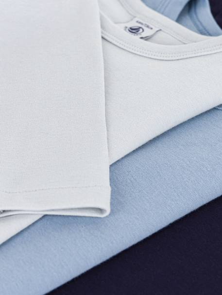 Lot de 3 tee-shirts enfant en coton uni manches longues bleu - vertbaudet enfant 