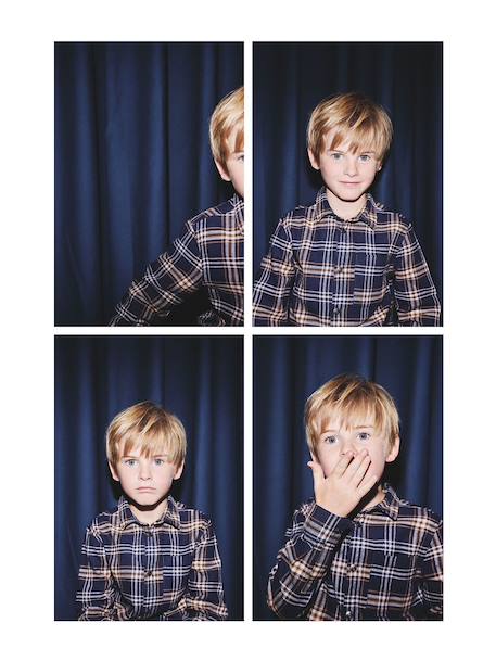 Chemise à carreaux en flanelle garçon bleu ardoise+bleu nuit+carreaux marine+carreaux vert - vertbaudet enfant 