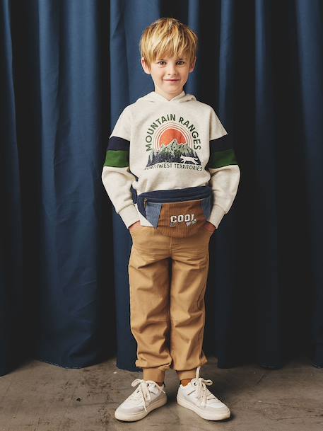 Sac banane « Cool school » garçon en velours bleu nuit - vertbaudet enfant 