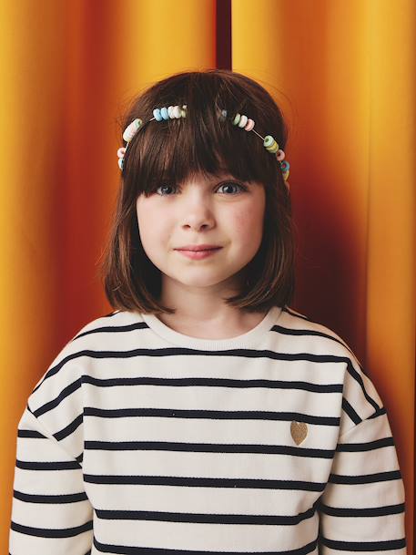 Robe fille 2 en 1 molleton et gaze de coton anthracite+marine - vertbaudet enfant 