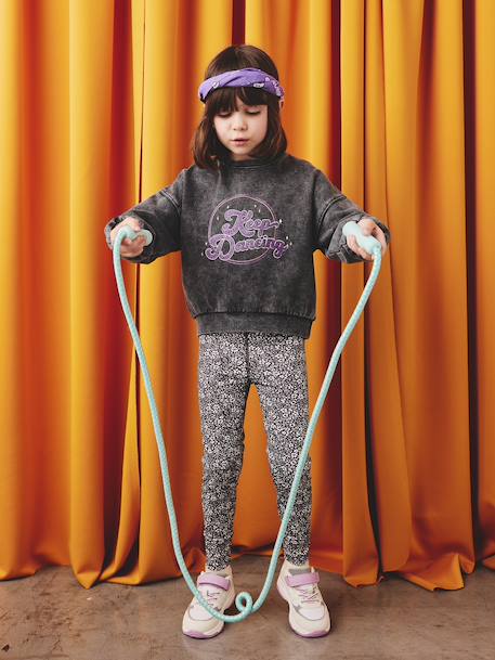 Sportieve sweater met glitterdetail voor meisjes antraciet - vertbaudet enfant 