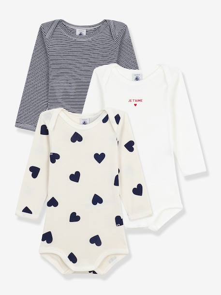 Bébé-Lot de 3 bodies mixtes manches longues coeurs bébé