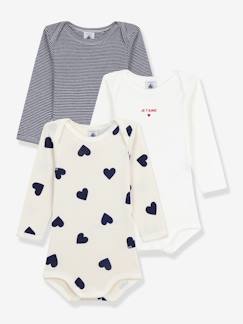 -Set van 3 gemengde body's met lange mouwen en hartjes voor baby's PETIT BATEAU 