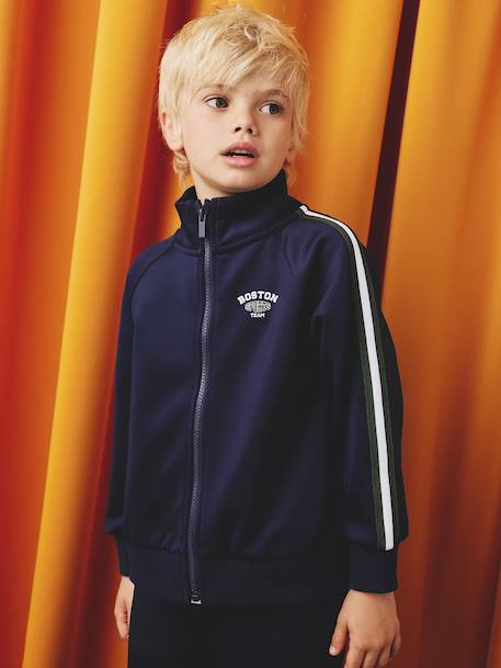 Sweater voor jongens met lange mouwen en opstaande kraag marineblauw - vertbaudet enfant 