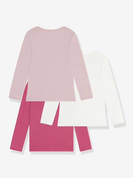Lot 3 tee-shirts fille en coton manches longues rose - vertbaudet enfant 