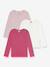 Lot 3 tee-shirts fille en coton manches longues rose - vertbaudet enfant 