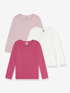 -Set van 3 t-shirts voor meisjes van katoen met lange mouwen PETIT BATEAU 