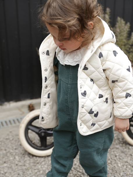Babysalopette van fluweel met volants groen+pruim - vertbaudet enfant 