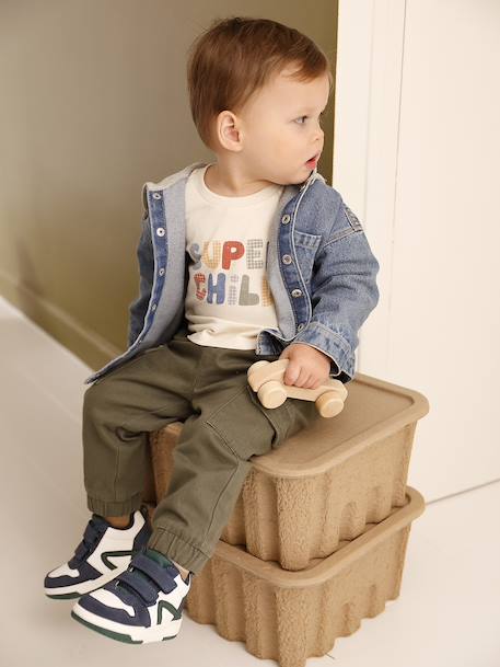 Personaliseerbaar denim hemd voor baby's met capuchon stone - vertbaudet enfant 