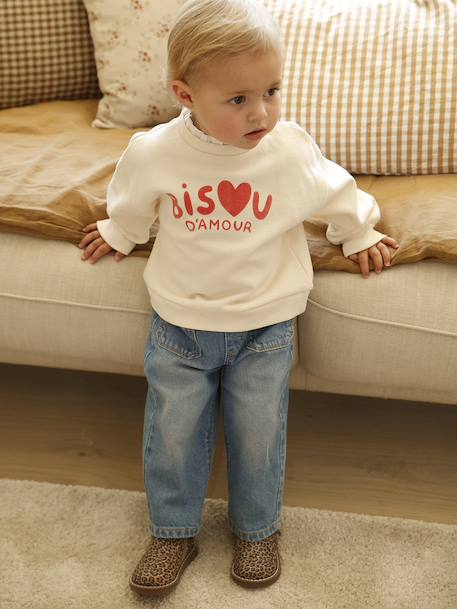 Ensemble sweat-shirt et jean large bébé vanille - vertbaudet enfant 