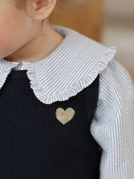 Mouwloze trui baby ecru+marineblauw - vertbaudet enfant 