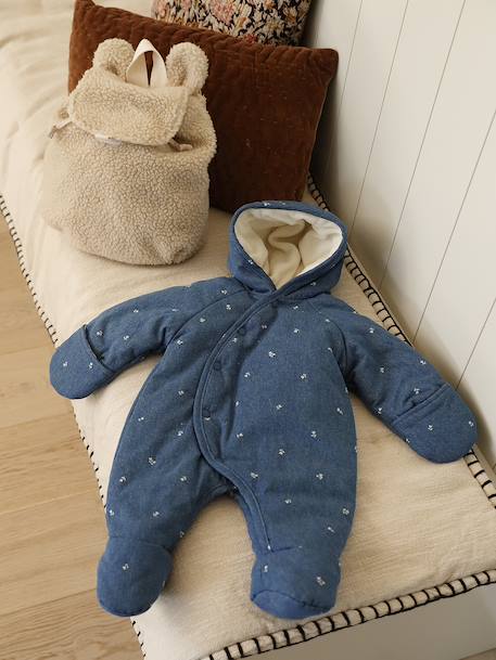 Combipilote naissance en denim imprimé stone - vertbaudet enfant 