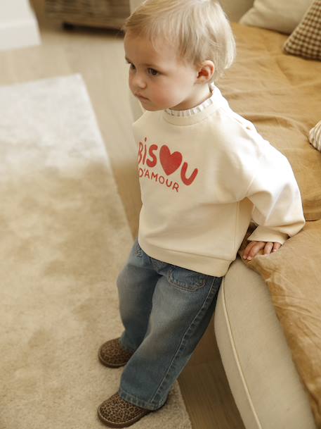 Ensemble sweat-shirt et jean large bébé vanille - vertbaudet enfant 