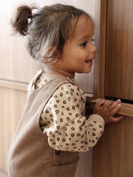 Sweater met luipaardprint taupe+vanille - vertbaudet enfant 