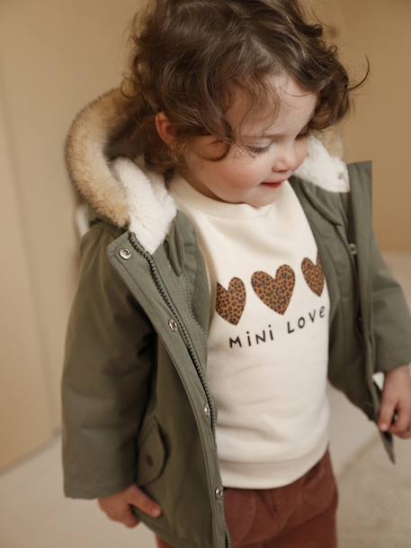 Parka + doudoune fine bébé 3 en 1 olive+vieux rose - vertbaudet enfant 
