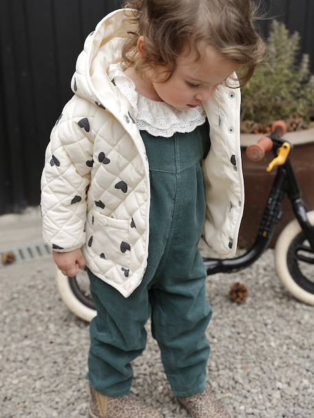 Babysalopette van fluweel met volants groen+pruim - vertbaudet enfant 