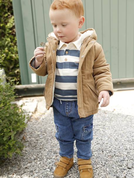 Bébé-Manteau bébé en velours côtelé avec doublure en fausse fourrure