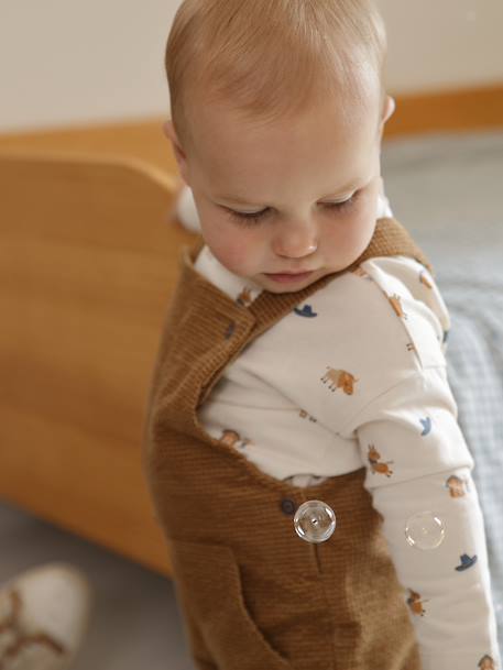 Babyset salopet in fluweel / velours + t-shirt karamel - vertbaudet enfant 