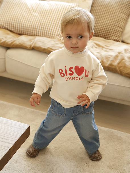 Ensemble sweat-shirt et jean large bébé vanille - vertbaudet enfant 