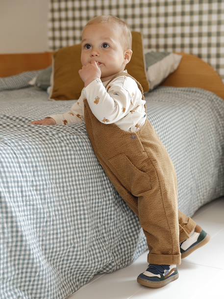 Babyset salopet in fluweel / velours + t-shirt karamel - vertbaudet enfant 
