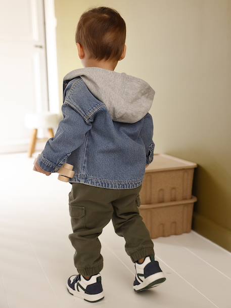 Personaliseerbaar denim hemd voor baby's met capuchon stone - vertbaudet enfant 