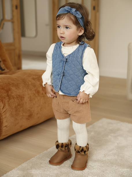 Waterafstotende gevoerde babylaarzen met rits kameel - vertbaudet enfant 