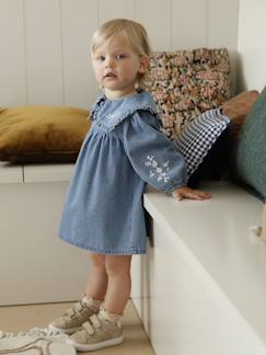-Geborduurde denim jurk baby