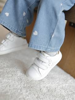 Chaussures-Chaussures bébé 17-26-Baskets bébé fille cuir à scratchs
