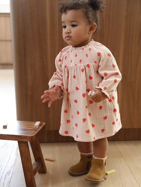 Bébé-Robe bébé imprimée de petits coeurs