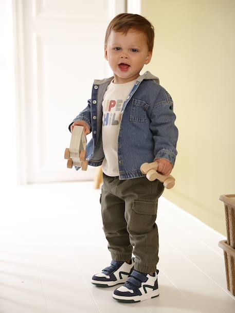 Personaliseerbaar denim hemd voor baby's met capuchon stone - vertbaudet enfant 