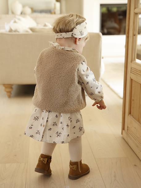 Coffret bébé robe + gilet + bandeau vanille - vertbaudet enfant 