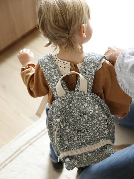 Gebloemde rugzak voor kleutermeisje animatie teddybeer oren saliegroen - vertbaudet enfant 