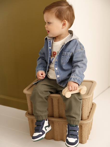 Personaliseerbaar denim hemd voor baby's met capuchon stone - vertbaudet enfant 