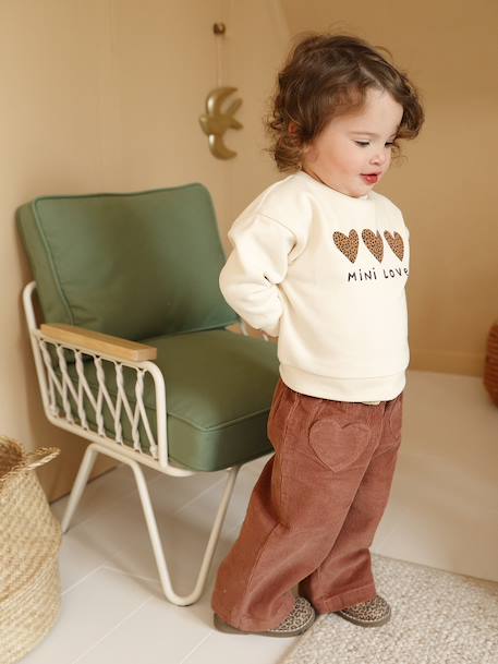 Pantalon bébé en velours côtelé avec ceinture 'léopard' à nouer terracotta - vertbaudet enfant 