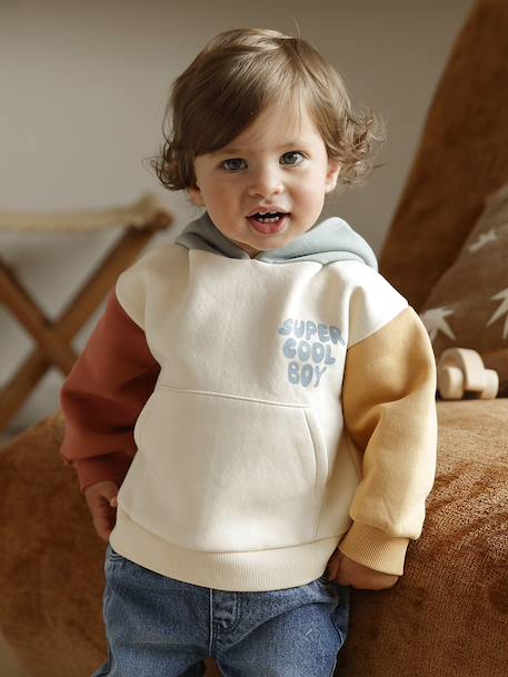Babyset sweater met capuchon + jeans meerkleurig - vertbaudet enfant 