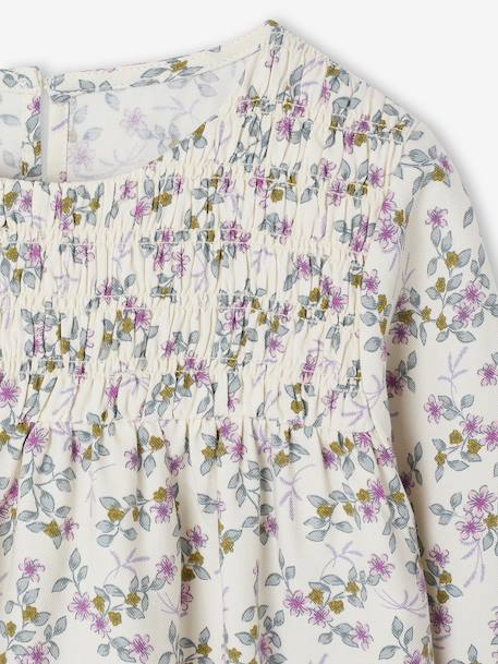 Robe à smocks motifs fleurs fille encre+marine+vanille - vertbaudet enfant 
