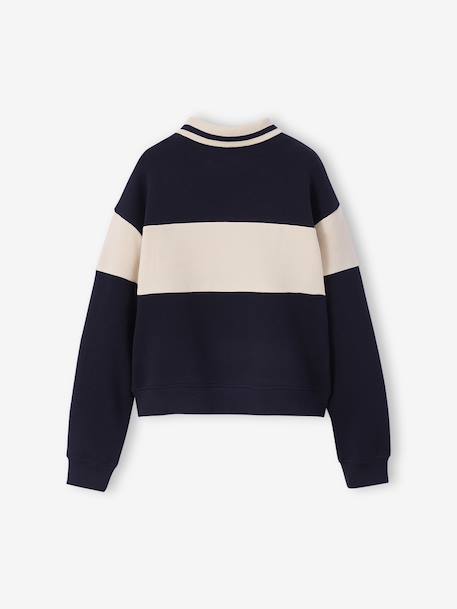 Sweat col polo fille marine - vertbaudet enfant 