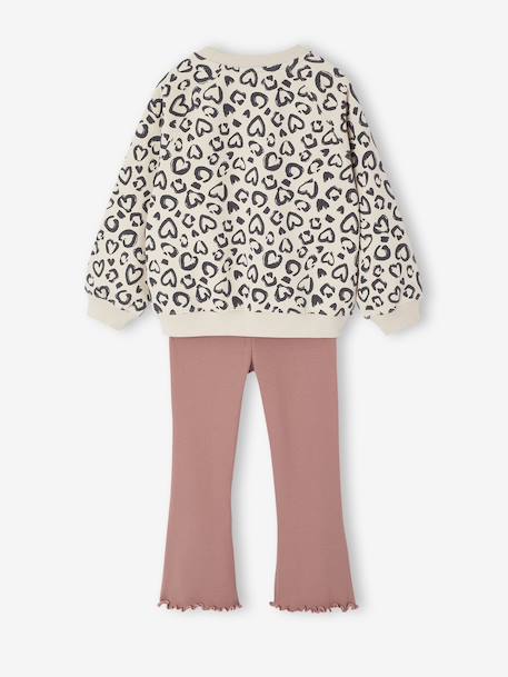 Ensemble sweat imprimé et legging flare fille bois de rose+marine - vertbaudet enfant 