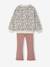 Set met sweater met print en uitlopende legging voor meisjes marineblauw+rozenhout - vertbaudet enfant 