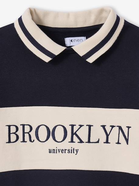 Sweat col polo fille marine - vertbaudet enfant 