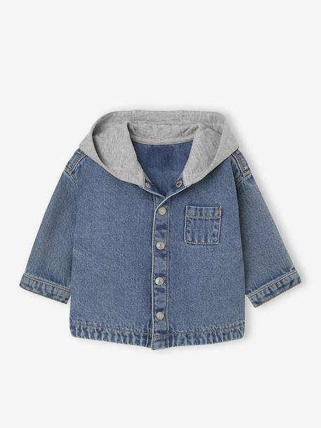 Personaliseerbaar denim hemd voor baby's met capuchon stone - vertbaudet enfant 