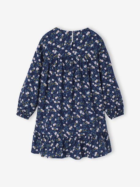 Robe à smocks motifs fleurs fille encre+marine+vanille - vertbaudet enfant 