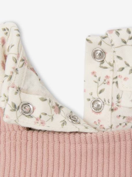 Babypakje T-shirt + salopet + haarband + knuffel roze (poederkleur) - vertbaudet enfant 