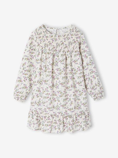 Robe à smocks motifs fleurs fille encre+marine+vanille - vertbaudet enfant 