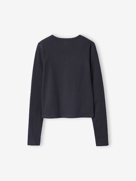 T-shirt fille cropped manches longues fille anthracite+marine - vertbaudet enfant 