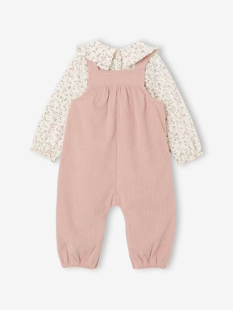 Babypakje T-shirt + salopet + haarband + knuffel roze (poederkleur) - vertbaudet enfant 