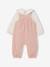 Babypakje T-shirt + salopet + haarband + knuffel roze (poederkleur) - vertbaudet enfant 
