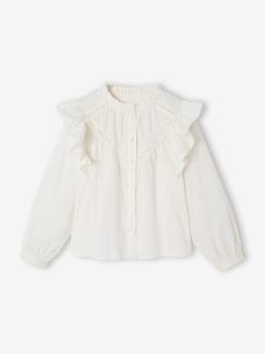 Meisje-Hemd, blouse, tuniek-Blouse met ruches voor meisjes 
